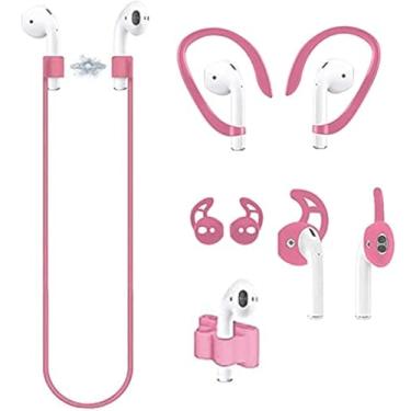 Imagem de Loirtlluy Acessórios antiperda 4 em 1 para Airpods, cabo magnético de alça de Airpods, ganchos de orelha e capas compatíveis com AirPods 1 e 2, suporte de pulseira de relógio para Airpods, Sakura,