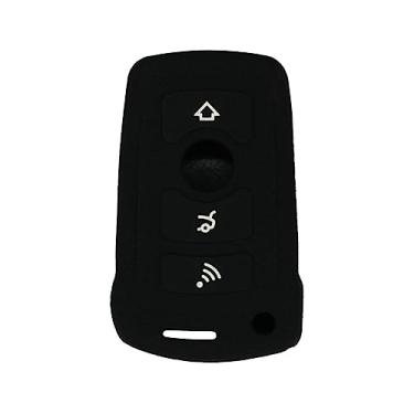 Imagem de SEGADEN Capa protetora de silicone com suporte de capa protetora compatível com BMW 4 botões Smart Remote Key Fob CV4903 Preto