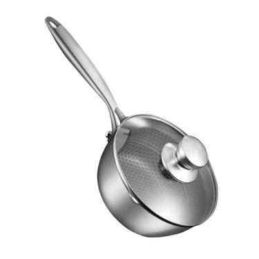 Imagem de Fenteer Panela de sopa portátil, panela de aço inoxidável com tampa de vidro, panela para molho, macarrão, leite fervente, 18cm