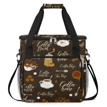 Imagem de Café e açúcar em grãos de café, bolsa de transporte, bolsa de transporte, bolsa de armazenamento compatível com Keurig K-Mini ou K-Mini Plus, caixa portátil para cafeteira com bolsos para cápsulas