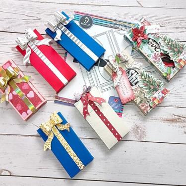 Imagem de Alinacutle Caixa de presente com laço de 1 peça, caixa de doces, corte de metal, cortado para bricolage, embalagem de presentes, artesanato, papel artesanal, aniversário, decorações de Natal