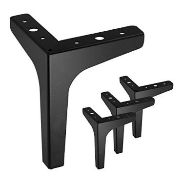 Imagem de Conjunto de 4 pernas de móveis Kyuionty de 18 cm, pernas de sofá de metal modernas para móveis de gabinete, sofá e mesa, tripé de substituição para móveis (preto fosco)