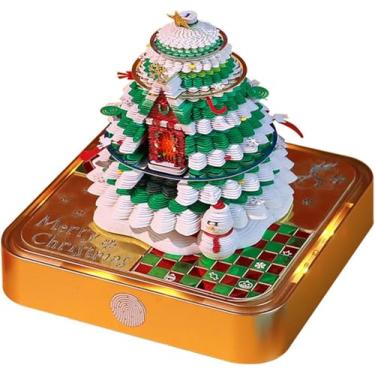 Imagem de Bloco de notas 3D Escultura de papel do Christmas Tree rasgado à mão, requintado criativo antiaderente Sticky Note DIY Post Notes, cartões para escritório (Christmas Tree)