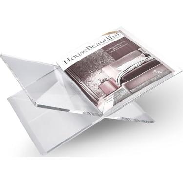 Imagem de Honygebia Suportes de livros de acrílico transparente – Suporte de livro de acrílico com moldura cruzada, suporte aberto para exibição e leitura, adequado para arte, Bíblia, livro de receitas,