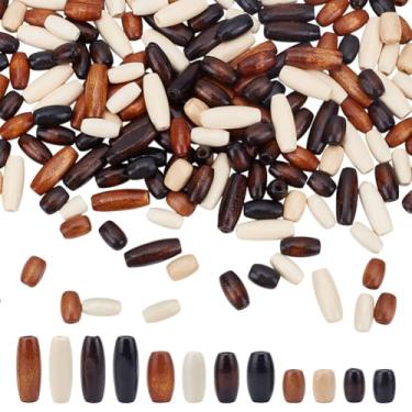 Imagem de arricraft 360 contas ovais de madeira barril, 3 contas de coluna de cores mistas contas de tubo de madeira natural para fazer joias, colar, pulseira, brinco 12/15/23 mm