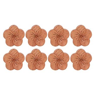 Imagem de Vomeko8pcs Difusor de óleo essencial de madeira, difusor de óleo essencial para carro em forma de flor de ameixa Material compacto simples de jacarandá Um difusor roma, para