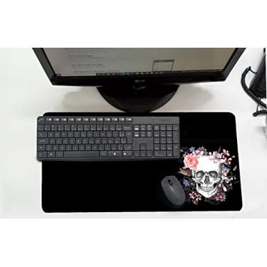 Imagem de Mouse Pad Desk Pad Grande 30x70cm - CAVEIRA FLORES