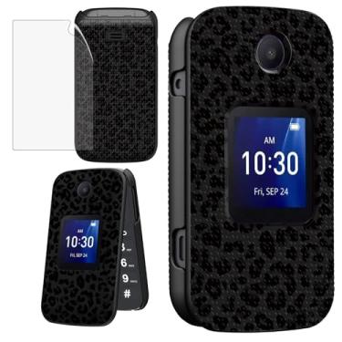 Imagem de ACWDMKH Capa para telefone TCL Flip/Alcatel Go Flip 4 / TCL Flip Pro com protetor de tela para mulheres capa protetora rígida fina com capa de telefone texturizada antiderrapante para Go Flip 4, preto