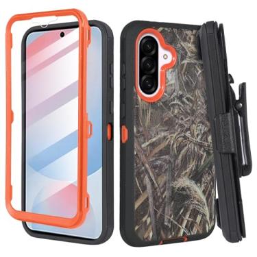 Imagem de Thousandgear Capa compatível com Samsung Galaxy A56 5G, protetor de tela embutido, resistente e durável, com proteção de porta, inclui clipe de cinto e clipe de suporte (camuflagem)