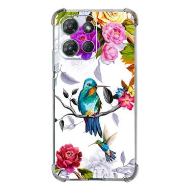 Imagem de Beaucov Capa para Moto G 2025, estilo beija-flor em flores, proteção contra quedas, à prova de choque, capa protetora de corpo inteiro TPU resistente a arranhões para Motorola Moto G 2025