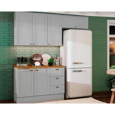 Imagem de Kit Cozinha Modulada 4 Peças Americana (2Aéreos+1Balcão+1Complemento) CZ149 Cinza - Henn