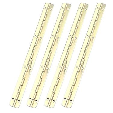 Imagem de MY MIRONEY Dobradiças douradas de 20 cm x 1,7 cm, dobradiça de metal para piano, dobradiças longas, dobráveis, caixa de madeira, caixa de presente, dobradiça de porta de armário com parafusos, pacote