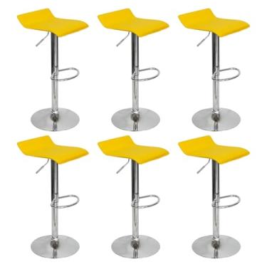 Imagem de Kit 6 Banquetas Toquio Wave Enzo Belo Horizonte Recouro Giratória com Regulagem Amarelo - Lianto Decor