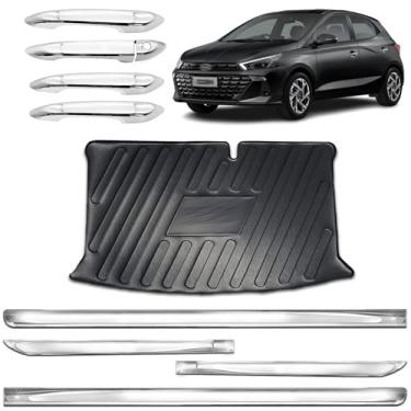Imagem de Aplique Maçaneta Externa Protetor Bandeja de Porta-Malas Friso Lateral X-treme Adáptavel para HB20 Hatch 2021 2022 2023 2024 Kit Cromado 4 Portas