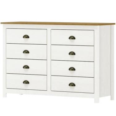 Imagem de Comoda 8 Gavetas Madeira Maciça 125 cm 9102 Branco Freijo Milani Store