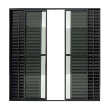 Imagem de Porta balcão 6 folhas 2,10x1,50 com fechadura no alumínio preto