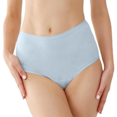 Imagem de REELINDRY Roupa íntima lavável para incontinência, 59 g, cintura alta, à prova de vazamento, absorvente para vazamento pós-parto, pacote com 1 (azul claro, GG)