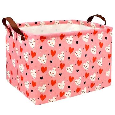 Imagem de BOAMAU Cesta Grande De Dia Dos Namorados Para Crianças, Coração, Linda Cesta De Presente Vazia Para Namorada, Decoração De Quarto De Amor, Cesta De Armazenamento (Coração Laranja)