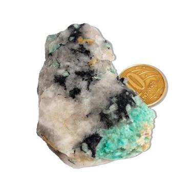 Imagem de Esmeralda na Matriz de Turmalina Bruta Natural 50 a 75g 60mm - Varejo