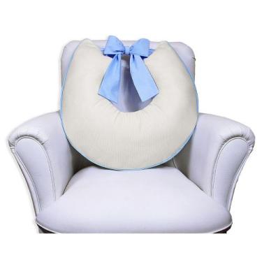 Imagem de Almofada Amamentação com Laço - Laura Baby, Palha c/ Azul