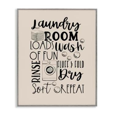 Imagem de Stupell Industries Laundry Phrases Mixed Typography Gray Framed Giclee Wall Art Design por Daniela Santiago, 11 x 14