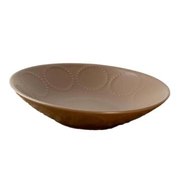 Imagem de Prato de cerâmica de anel de contas retrô em estilo japonês, tigela de sopa doméstica e tigela de arroz - prato/cor de café de 20 cm