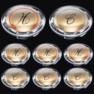 Imagem de Dreyoo 4 pares de botões de índice de torneira, botões universais para pia de banheiro quente e frio, compatíveis com duas alças transparentes Delta/LDR/Delex/Peerless, 4 cm de diâmetro, acrílico