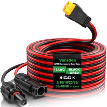 Imagem de Vansdon Cabo de extensão solar para XT60 12AWG 6 m XT60 fêmea para conector macho para painel solar dobrável RV, estação de energia portátil, gerador solar