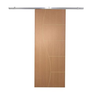 Imagem de Porta De Correr P- Verniz Frisada Kit Alumínio F07 - 210x90