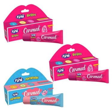 Imagem de Kit 3 Unidades Hidratante Labial Carmed Fini 2 Beijos e 1 Dentaduras E