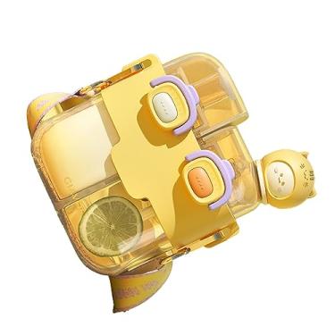 Imagem de Kawaii Plastic Fashion Double Pot Poting Water Bottle Com Alça Ajustável para Viagens Esportivas Ao Ar Livre (Vitalidade Amarelo 530ml)