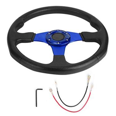 Imagem de MUNEFE 350mm 14in Racing Car Wheel Wheel Deep Dish, 6 Bolts Acessório modificado universal para veículo (Azul)