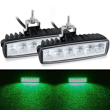 Imagem de Luzes LED verdes para pesca de caça, 2 peças, 30 W, 15 cm, à prova d'água, luzes de neblina, luzes auxiliares, barra adequada para peixe, porco, veado, porco, predador, caminhão, trator, Jeep UTV, ATV
