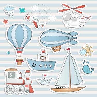 Imagem de Papel De Parede Adesivo Trem Navio Barco Baleia 10m