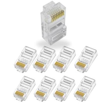 Imagem de Kit 9 Conector RJ45 Macho 8 Vias Plug de Rede - IMPORTADO