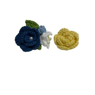 Imagem de Wtanrion Vintage fio trançado crochê rosa flor broche clipe feminino vestido decoração