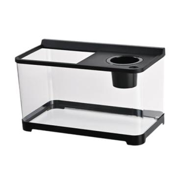 Imagem de Baoblaze Mini Betta Fish Tank Fish Bowl com cesta suspensa clara Habitat Réptil Terrarium Mini Fish Tank para lagartos a gecko de sapos, Preto