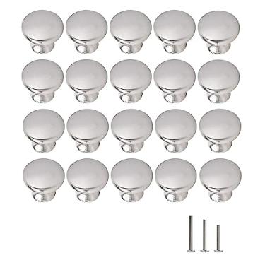 Imagem de OctinPris 20x Puxadores redondos de cogumelo de níquel escovado acetinado para gaveta de guarda-roupa, 30 mm/1,18 pol. para cozinha, armário, móveis, baú, porta cômoda, banheiro, cômoda