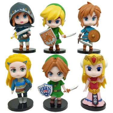 Imagem de Kit 6 Bonecos The Legend Of Zelda Link Princesa Miniaturas 10Cm