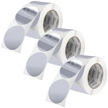 Imagem de Perco Etiquetas adesivas redondas prateadas metálicas de 7,6 cm para convites de casamento - Pacote com vários rolos (3 rolos, 500 etiquetas cada) - Adesivo permanente, cores vibrantes, perfurado para