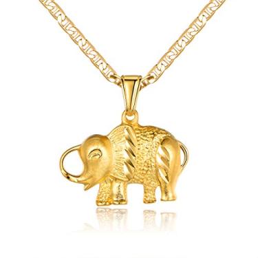 Imagem de Barzel Colar de elefante para mulheres, homens, meninos e meninas, banhado a ouro 18 K, marinheiro/marina, 060, 3 mm, corrente com pingente de elefante Dourado