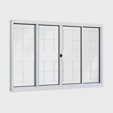 Imagem de Janela de Aço de Correr 120x150cm 4 Folhas com Grade e Vidro Liso Riobras