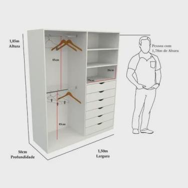 Imagem de Armário Arara Gaveta Brenda M2 100% Mdf Quarto Sapato Roupa