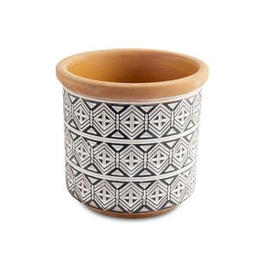 Imagem de Vaso em ceramica terracota com desenho preto E branco decor