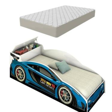 Imagem de Mini Cama Infantil Cama Carro com Colchão - Caselli Store, Azul