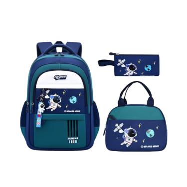 Imagem de MITOWERMI 3 peças de mochila infantil com lancheira, mochila escolar para meninos e meninas, conjunto de mochila para estudantes do ensino fundamental, Verde, L 11.41 W 5.51 H 18.11 inches