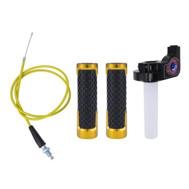 Imagem de REPAIROCK Kit de capa para manoplas de motocicleta 22 mm 15/40.6 cm 24 mm kit de capas de guidão de borracha de liga de alumínio para motocicleta, scooter, bicicleta, quadriciclo, tom dourado, 1