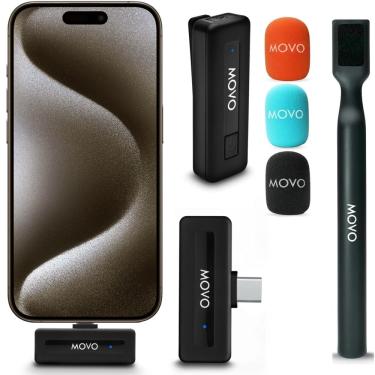Imagem de Microfone de lapela sem fio Movo Wireless Mini uc para iPhone