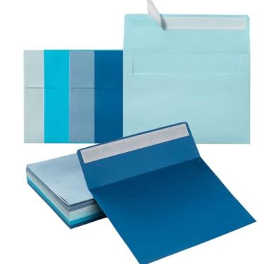 Imagem de Pacote com 50 envelopes coloridos 13 x 17 cm, cores sortidas para convites e cartões (azul, 13,3 x 18,3 cm)