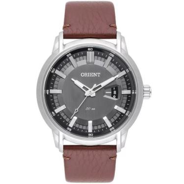 Imagem de Relógio Orient Masculino Pulseira De Couro Marrom Grande MBSC1039 